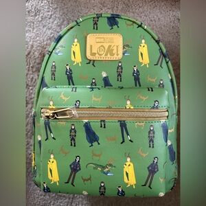 Loungefly Green Loki Pattern Mini Backpack